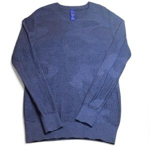 Kit and Ace Merino Wool Blue Camouflage Textured Knit Crewneck Sweater sz S EUC